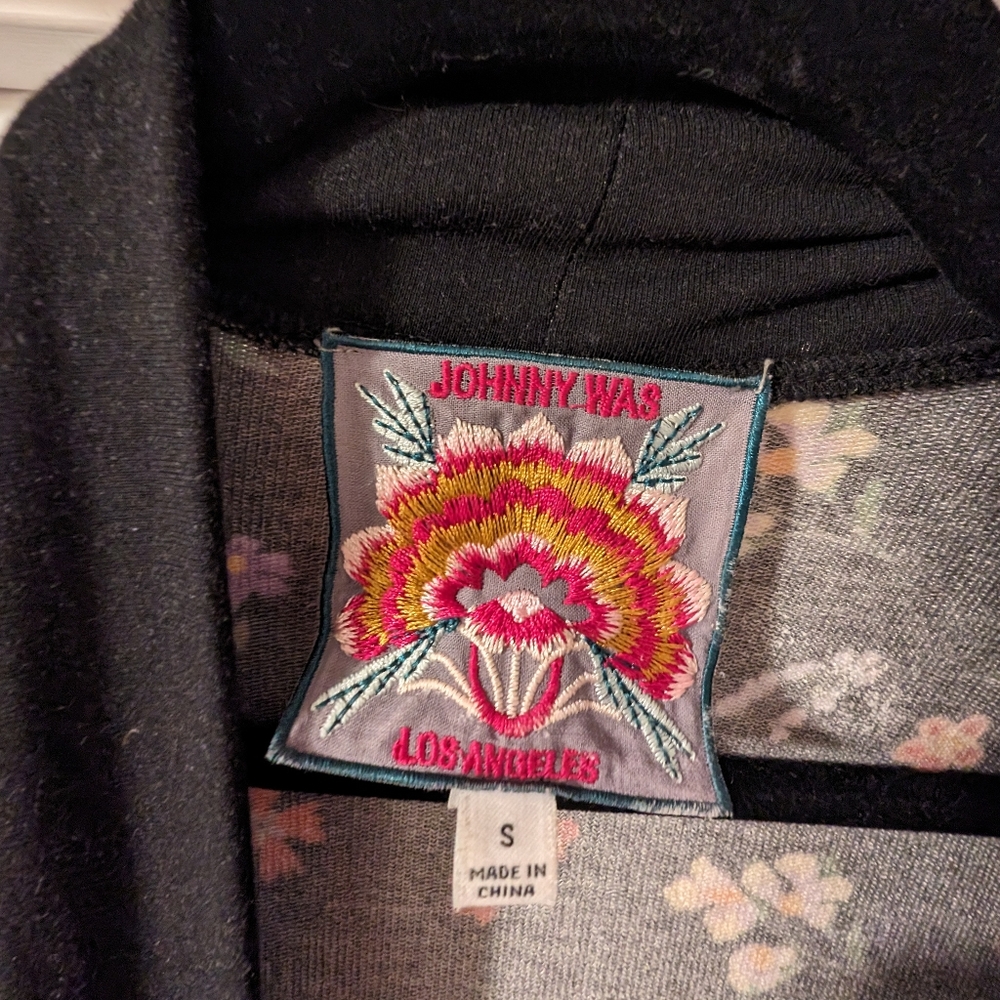 Johnny Was Black Floral Kimono Jacket - Picture 2 of 4